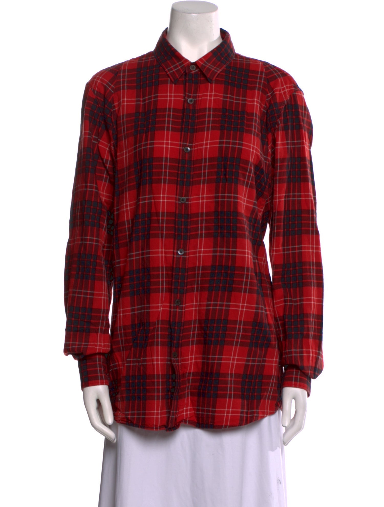Dries Van Noten Plaid Print Long Sleeve Button-Up Top
